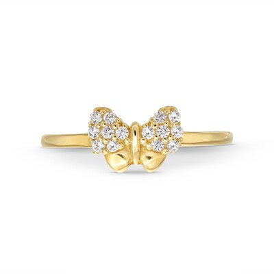 Child's Cubic Zirconia Butterfly Ring in 10K Solid Gold - Size 4