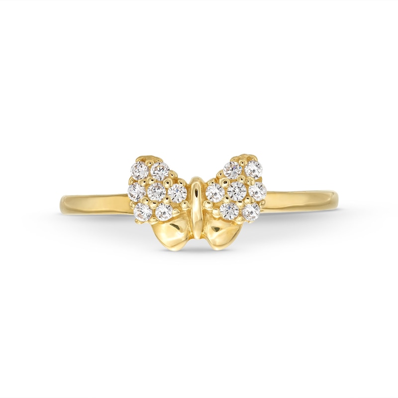 Child's Cubic Zirconia Butterfly Ring in 10K Solid Gold - Size 4