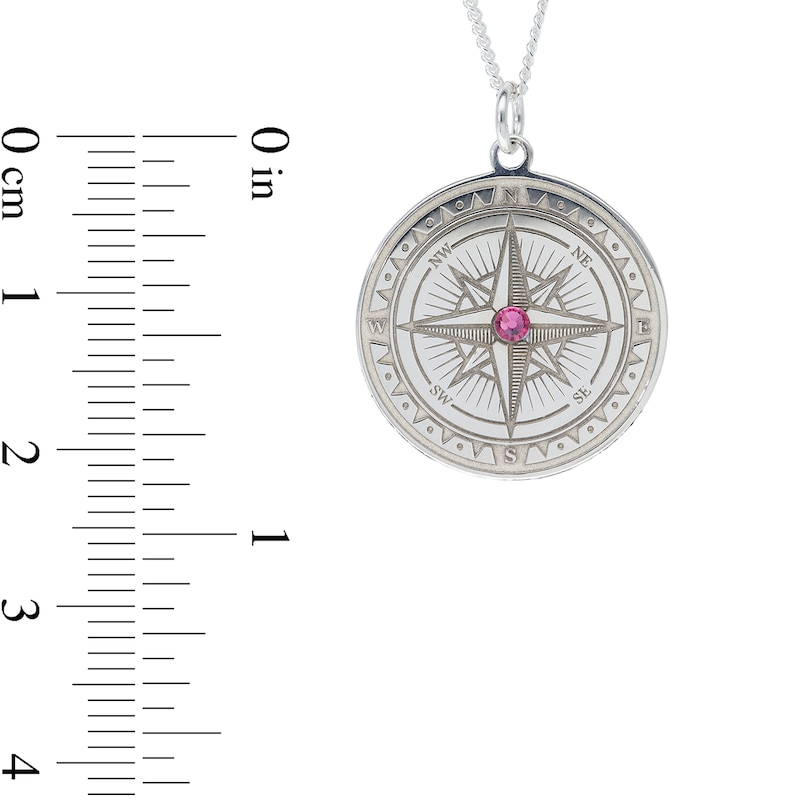 Sterling Silver ​​​​​​​Engravable Compass Curb Chain Necklace