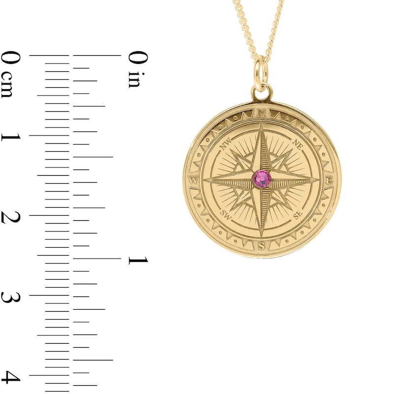 Main Image 2 of 14K Gold Plate ​​​​​​​Engravable Compass Curb Chain Necklace