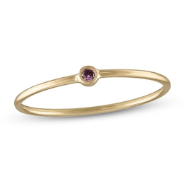 10K Gold Purple CZ Bezel-Set Ring
