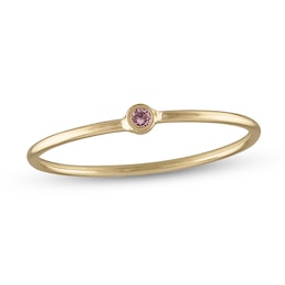10K Gold Pink CZ Bezel-Set Ring