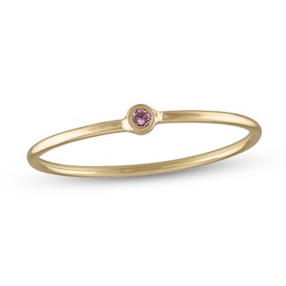 10K Gold Pink CZ Bezel-Set Ring
