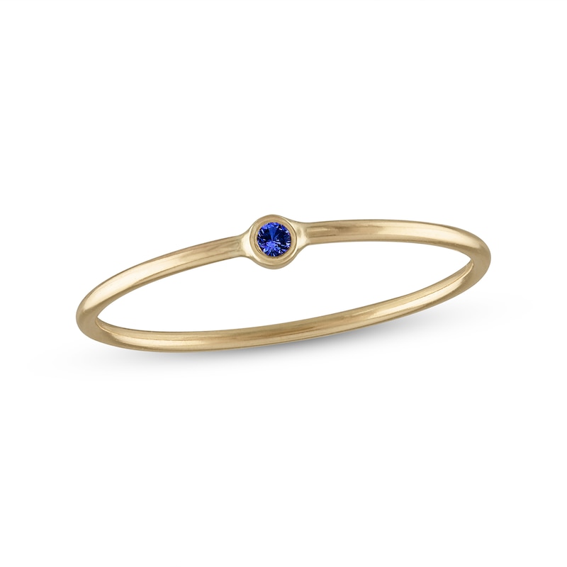 10K Gold Blue CZ Bezel-Set Ring