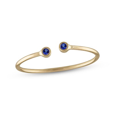 10K Gold Blue CZ Double Bezel-Set Ring