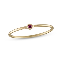 10K Gold Red CZ Bezel-Set Ring