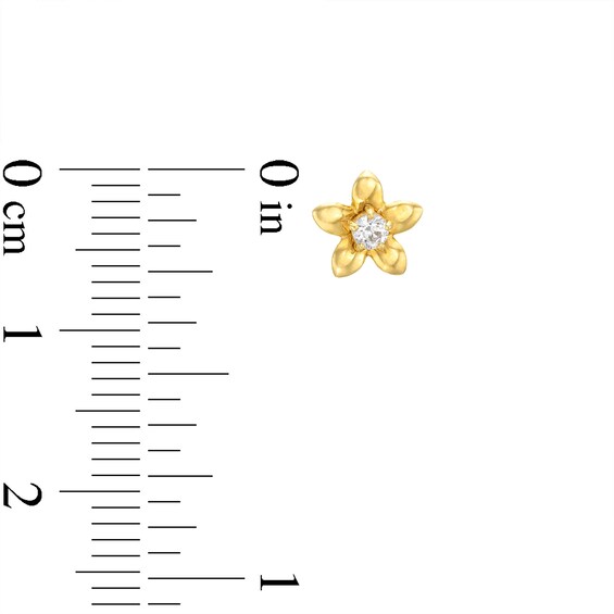 Child's Cubic Zirconia Flower Stud Earrings in 10K Semi-Solid Gold
