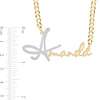 Thumbnail Image 2 of 14K Gold Plated CZ Personalized Name Script Two-Tone Curb Chain Necklace - 18"
