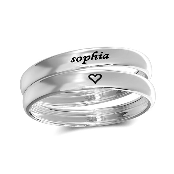 Sterling Silver Engravable Ring Band Set (2 Rings)