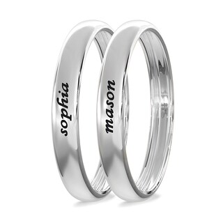 Sterling Silver Engravable Ring Band Set (2 Rings)