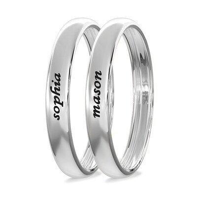 Sterling Silver Engravable Ring Band Set (2 Rings)