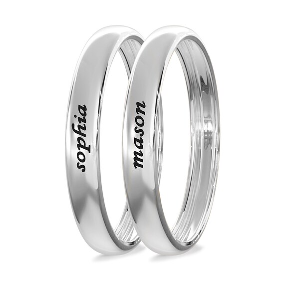Sterling Silver Engravable Ring Band Set (2 Rings)