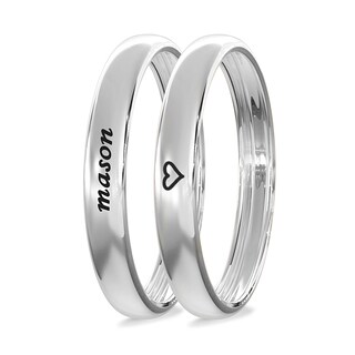 Sterling Silver Engravable Ring Band Set (2 Rings)
