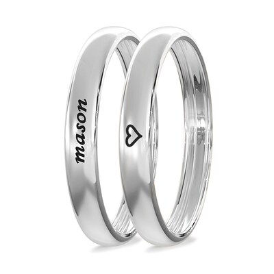Sterling Silver Engravable Ring Band Set (2 Rings)