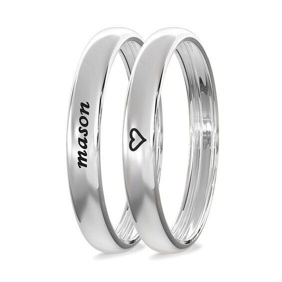 Sterling Silver Engravable Ring Band Set (2 Rings)