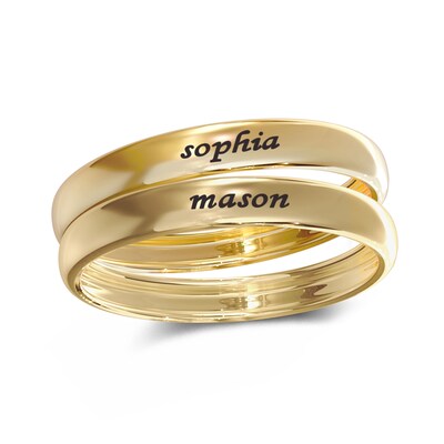 14K Gold Plate Engravable Ring Band Set (2 Rings)