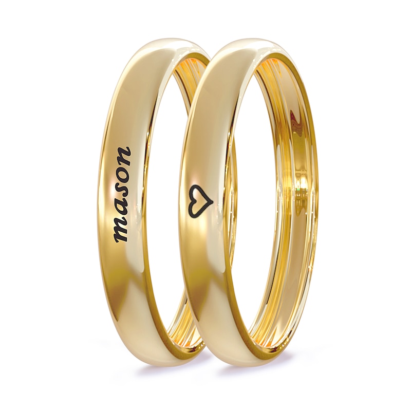 Main Image 4 of 14K Gold Plate Engravable Ring  Band Set (2 Rings)