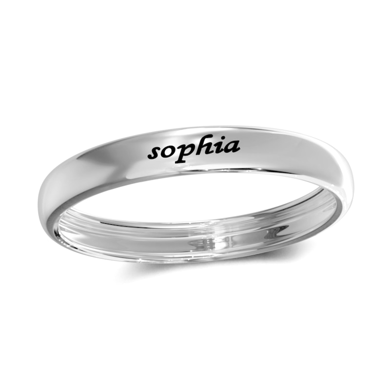 Engravable Wedding Band Ring in Sterling Silver