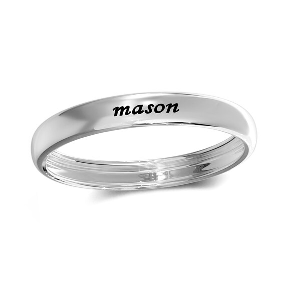 Engravable Wedding Band Ring in Sterling Silver