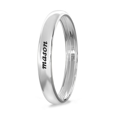 Engravable Wedding Band Ring in Sterling Silver