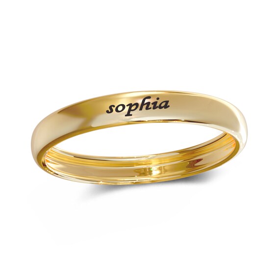 Engravable Wedding Band Ring in Sterling Silver with 14K Gold Plate