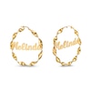 Thumbnail Image 1 of Personalized Curling Name Hoop Earrings in Sterling Silver with 14K Gold Plate
