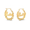 Thumbnail Image 1 of Personalized Crown Name Bamboo Hoop Earrings in Sterling Silver with 14K Gold Plate