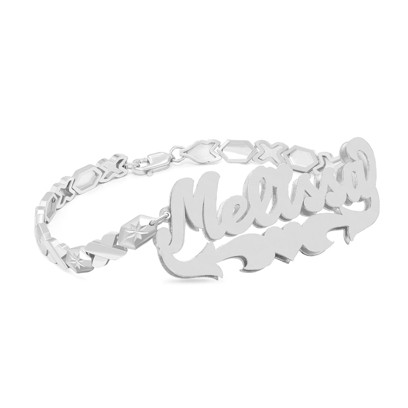 Personalized Script Name XO Stampato Bracelet in Sterling Silver