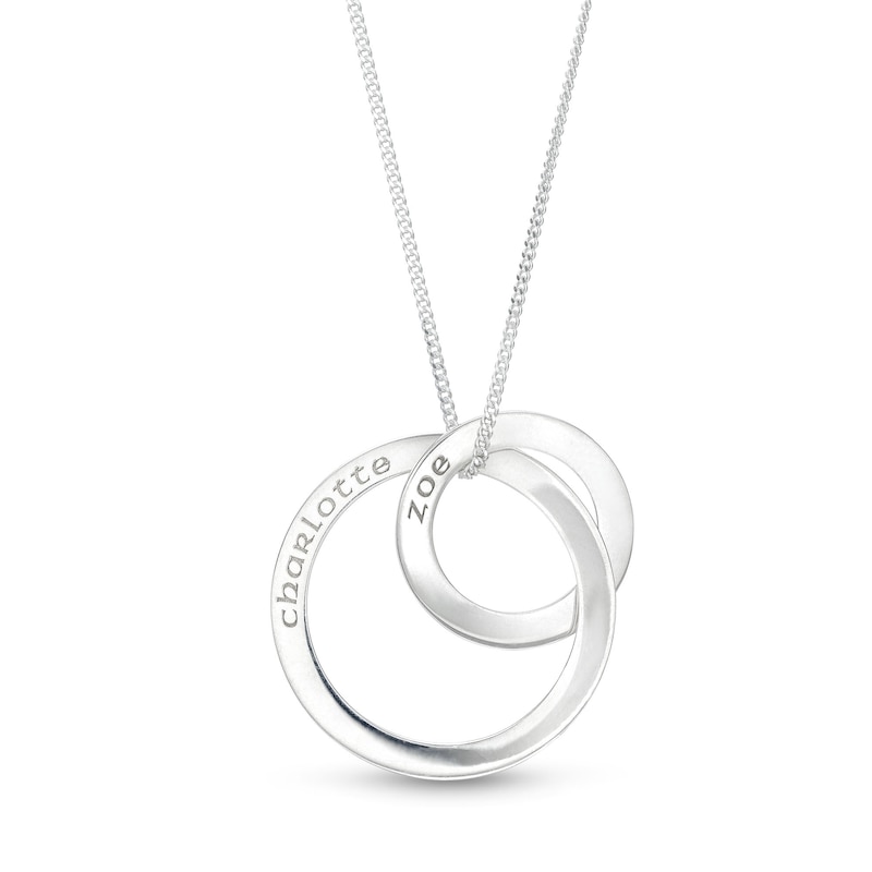 Engravable Interlocking Circle Pendant Necklace in Sterling Silver - 18"