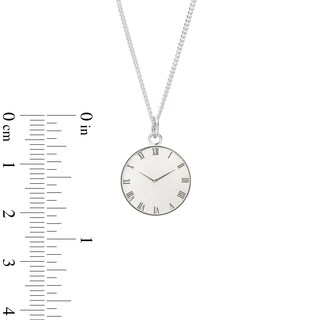 Sterling Silver Engravable Roman Numeral Birth Clock Pendant - 18"