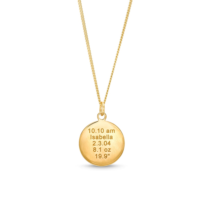 Main Image 2 of 14K Gold Plated Engravable Roman Numeral Birth Clock Pendant - 18"