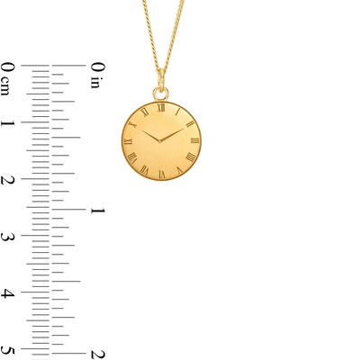 14K Gold Plated Engravable Roman Numeral Birth Clock Pendant - 18"