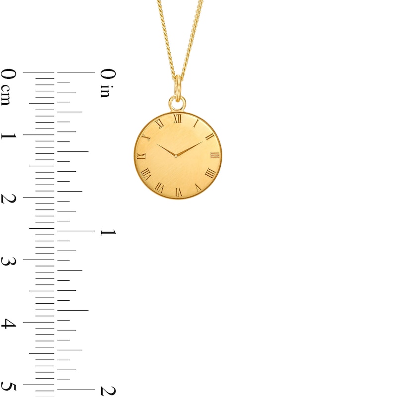 Main Image 3 of 14K Gold Plated Engravable Roman Numeral Birth Clock Pendant - 18"