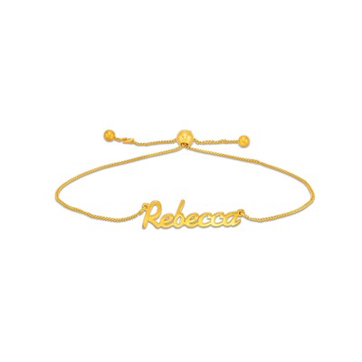 Personalized Name Bolo Bracelet in Sterling Silver with 14K Gold Plate - 7.5"