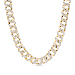 1 CT. T.W. Diamond Cuban Link Chain Necklace in Solid Sterling Silver with 14K Gold Plate - 18&quot;