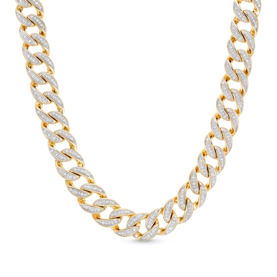 1 CT. T.W. Diamond Cuban Link Chain Necklace in Solid Sterling Silver ...