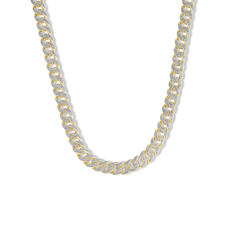 1 CT. T.W. Diamond Cuban Link Chain Necklace in Solid Sterling Silver with 14K Gold Plate - 18"