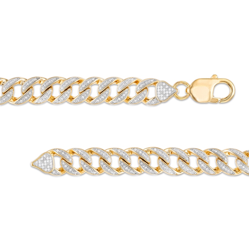 1 CT. T.W. Diamond Cuban Link Chain Necklace in Solid Sterling Silver with 14K Gold Plate - 18"