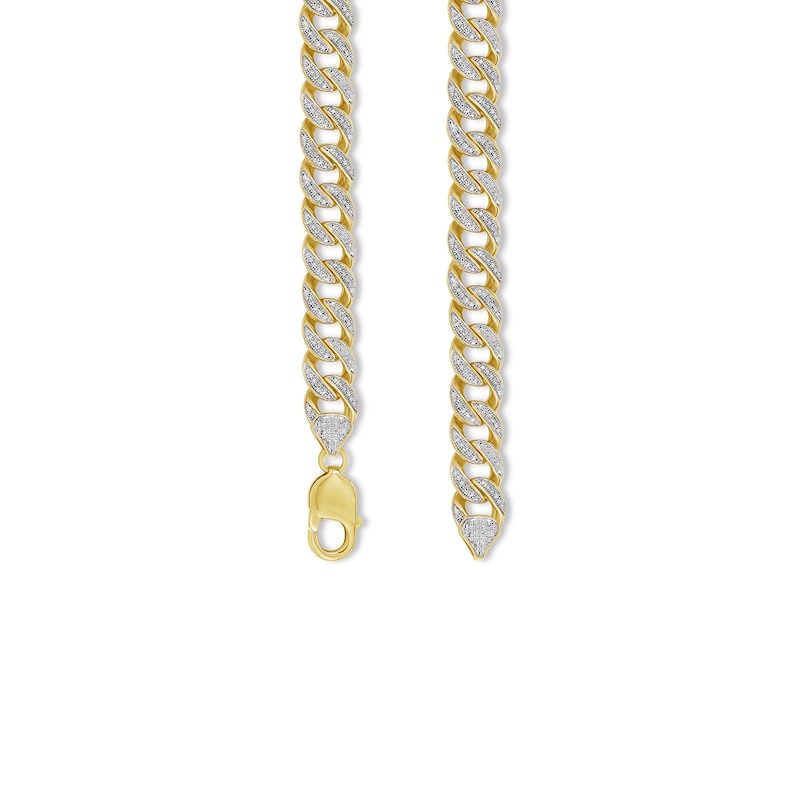 Main Image 2 of 14K Gold Plated 1 CT. T.W. Diamond Cuban Link Chain - 18"