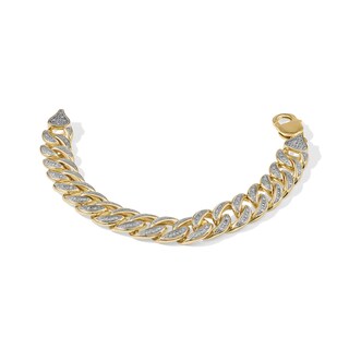 1/4 CT. T.W. Diamond Curb Link Chain Bracelet in Solid Sterling Silver with 14K Gold Plate - 7.5"