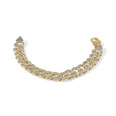 1/4 CT. T.W. Diamond Curb Link Chain Bracelet in Solid Sterling Silver with 14K Gold Plate - 7.5"