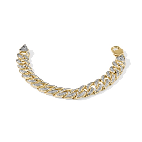 1/4 CT. T.W. Diamond Curb Link Chain Bracelet in Solid Sterling Silver with 14K Gold Plate - 7.5"