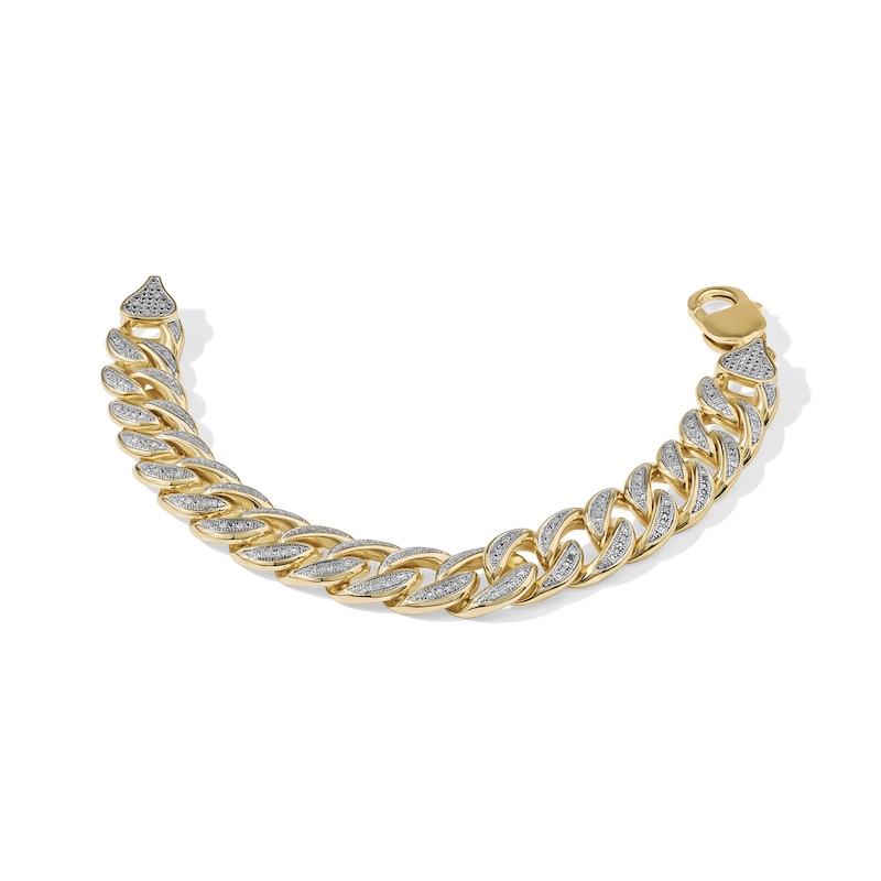 1/4 CT. T.W. Diamond Curb Link Chain Bracelet in Solid Sterling Silver with 14K Gold Plate - 7.5"
