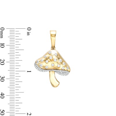 1/6 CT. T.W. Diamond Mushroom Necklace Charm in Sterling Silver with 14K Gold