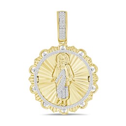 ​​​​​​​​​​​​​​1/6 CT. T.W. Diamond Jesus Body Medallion Necklace Charm in Sterling Silver with 14K Gold Plate