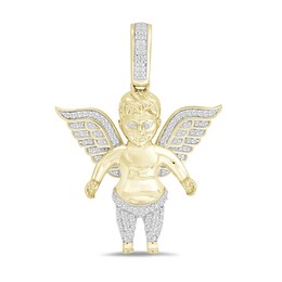 ​​​​​​​1/5 CT. T.W. Diamond Baby Angel Necklace Charm in Sterling Silver with 14K Gold Plate