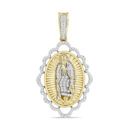 ​​​​​​​1/5 CT. T.W. Diamond Our Lady of Guadalupe Necklace Charm in Sterling Silver with 14K Gold Plate