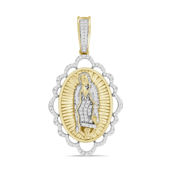 ​​​​​​​1/5 CT. T.W. Diamond Our Lady of Guadalupe Necklace Charm in Sterling Silver with 14K Gold Plate