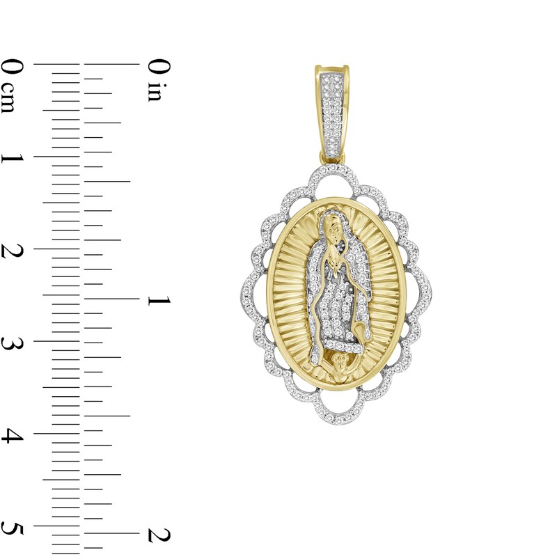 ​​​​​​​1/5 CT. T.W. Diamond Our Lady of Guadalupe Necklace Charm in Sterling Silver with 14K Gold Plate