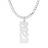 Thumbnail Image 0 of Personalized Vertical Block Number Curb Chain Necklace in Sterling Silver